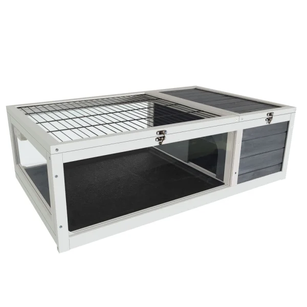 39.5＂Wood Tortoise House Indoor Turtle Habitat Reptile Cage for Lizards, Geckos, with Removable Waterproof Tray - Image 4