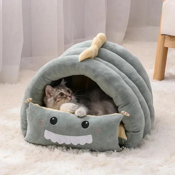 Kitten Bed for Cats Accessories Puppy Goods Houses and Habitats Dog Mat Pet Supplies Things Accessory Cushions All House Basket - Image 2