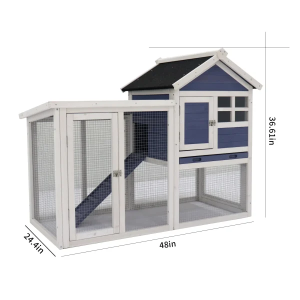 Deluxe Wooden Chicken Coop Hen House Rabbit Wood Hutch Poultry Cage Habitat - Image 2