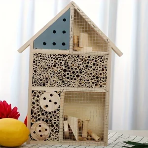 1pc Wooden Insect Hotel for Backyard - Lodge Style Bee, Butterfly, Beetle Nesting House - Outdoor Garden Decor Insect Habitat