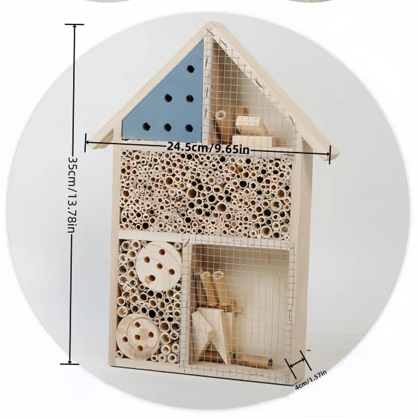 1pc Wooden Insect Hotel for Backyard - Lodge Style Bee, Butterfly, Beetle Nesting House - Outdoor Garden Decor Insect Habitat - Image 2