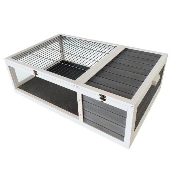 39.5＂Wood Tortoise House Indoor Turtle Habitat Reptile Cage for Lizards, Geckos, with Removable Waterproof Tray - Image 3