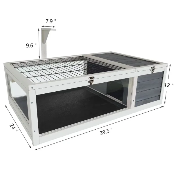 Wood Tortoise House, Indoor Turtle Habitat Reptile Cage for Lizards, Geckos, with Removable Waterproof Tray, Light Support, - Image 5