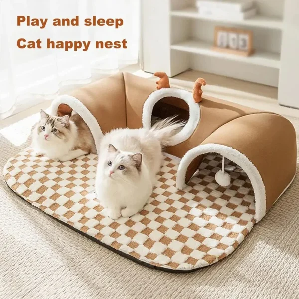 Cats Pet Products Warm Supplies Christmas Goods for Winter Basket Houses Habitats Kitten Accessory Bed Dog All Things Mat Beds - Image 3