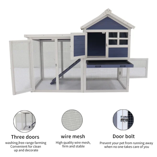 Deluxe Wooden Chicken Coop Hen House Rabbit Wood Hutch Poultry Cage Habitat - Image 5