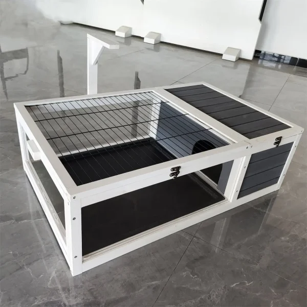 Wood Tortoise House, Indoor Turtle Habitat Reptile Cage for Lizards, Geckos, with Removable Waterproof Tray, Light Support, - Image 3
