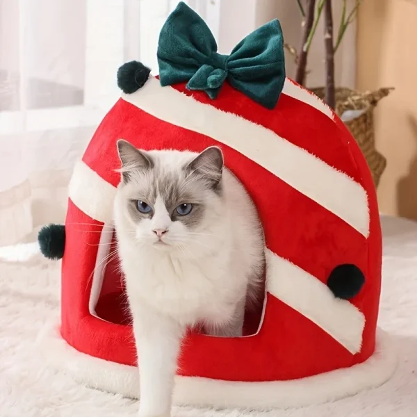 Bed Cats for Winter Christmas Cushions Warm Beds Accessories Pet Supplies Houses House Kitten Habitats Basket Goods Products - Image 2