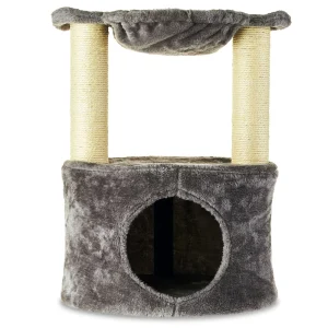 2-Level Medium Cat Condo with Hammock, Gray, 20"H