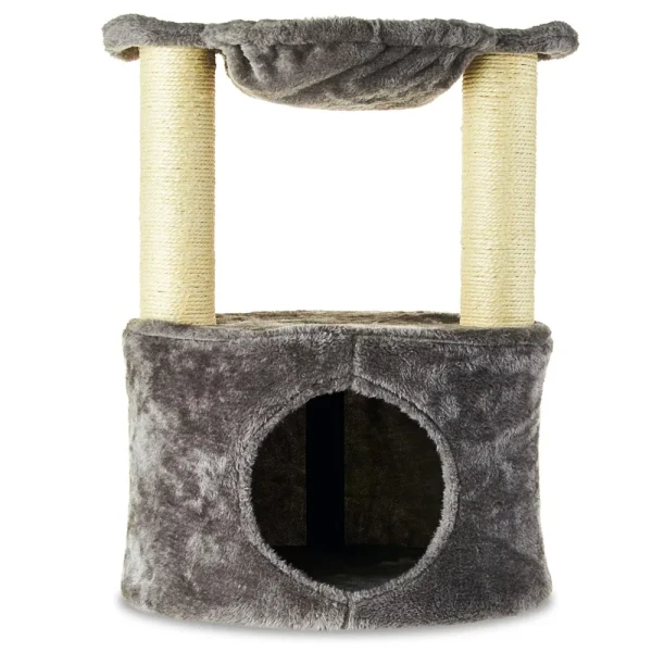 2-Level Medium Cat Condo with Hammock, Gray, 20"H