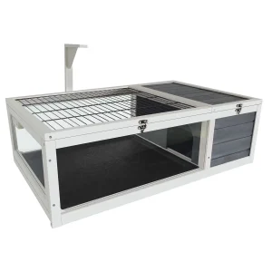 Wood Tortoise House, Indoor Turtle Habitat Reptile Cage for Lizards, Geckos, with Removable Waterproof Tray, Light Support,