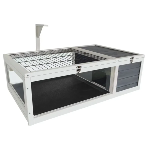 Wood Tortoise House, Indoor Turtle Habitat Reptile Cage for Lizards, Geckos, with Removable Waterproof Tray, Light Support,