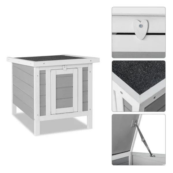 20" Wooden Waterproof Rabbit Hutch Pet Bunny Small Animal House Habitat Gray - Image 3