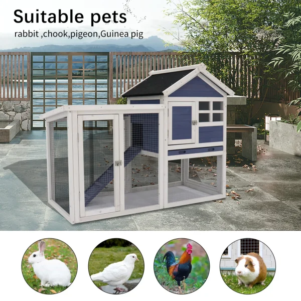 Deluxe Wooden Chicken Coop Hen House Rabbit Wood Hutch Poultry Cage Habitat - Image 3